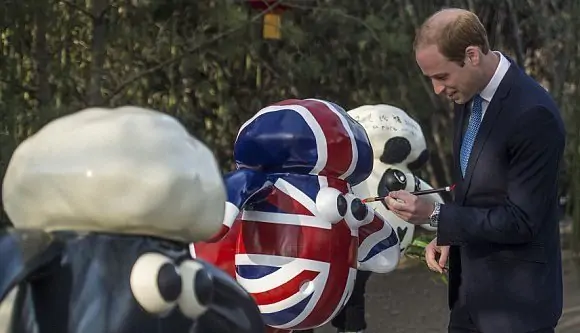 prince william with a shaun the sheep sculpture