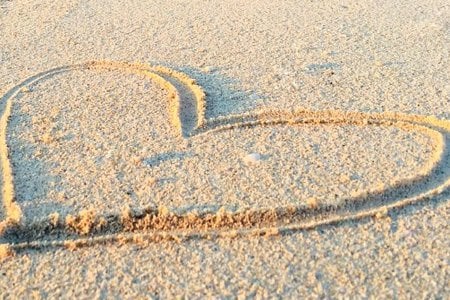 heart drawn in the sand