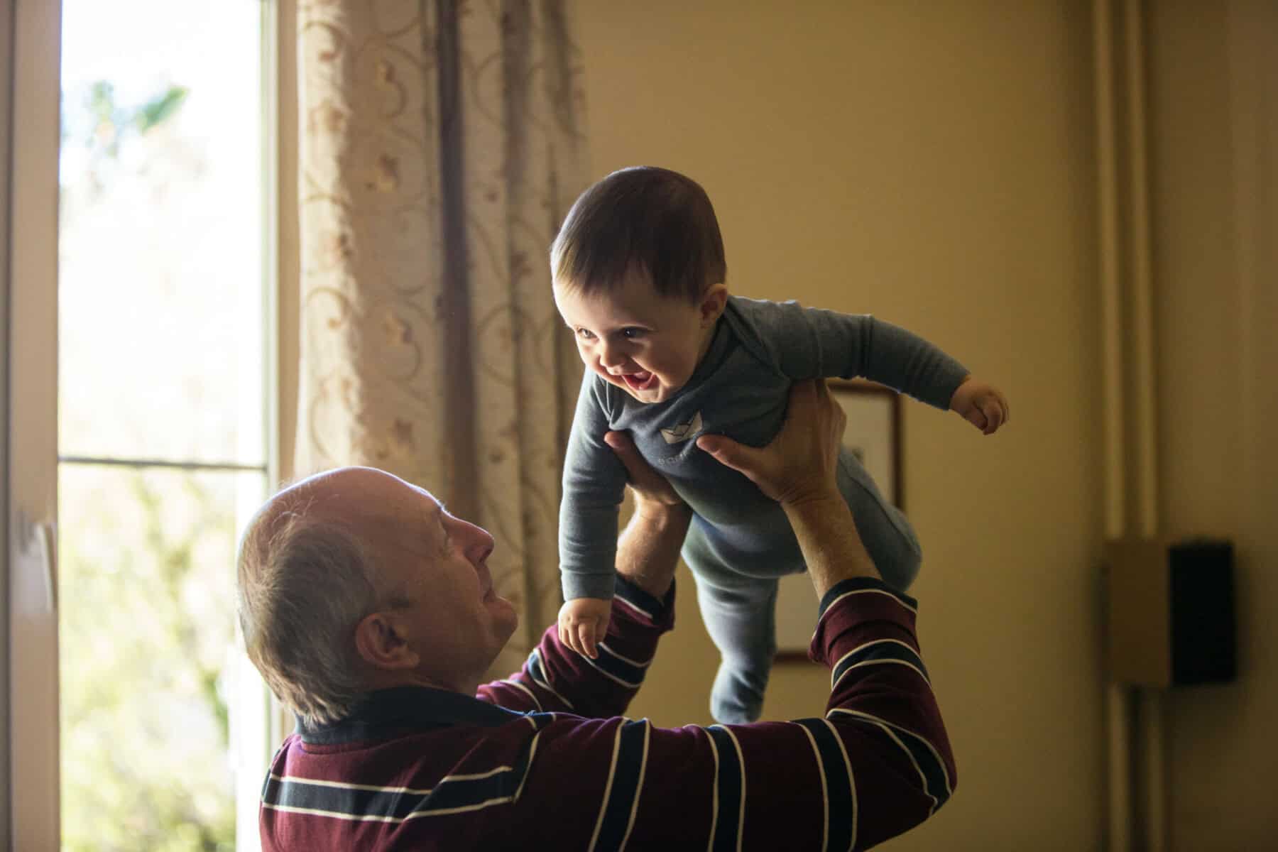 man holding child