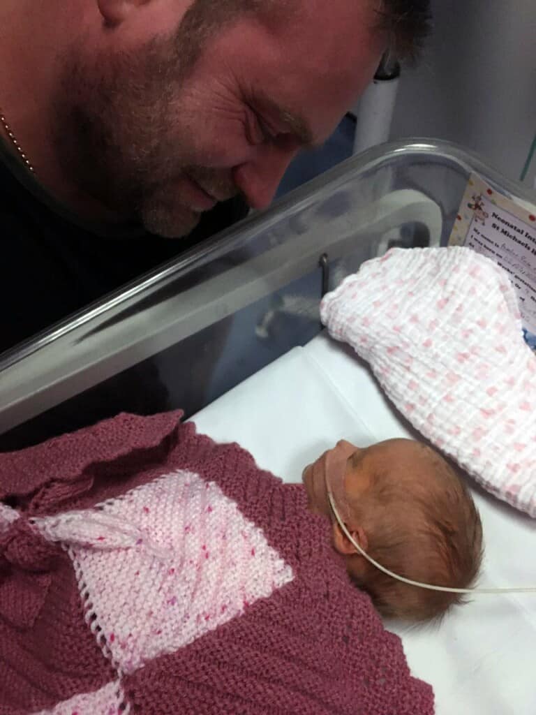 Baby Avalon being cared for in St Michael's Neonatal Intensive Care Unit, Bristol. 