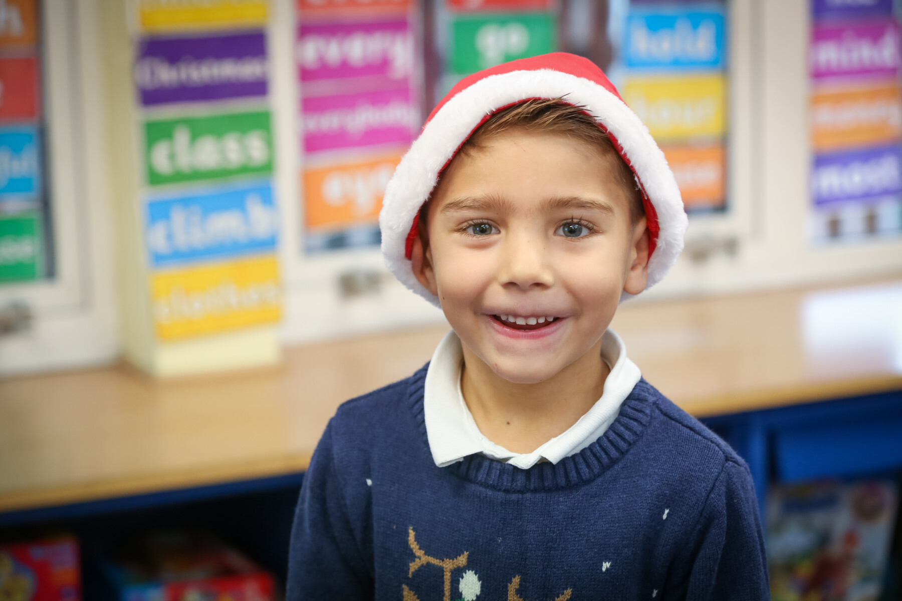 Child in Santa hat