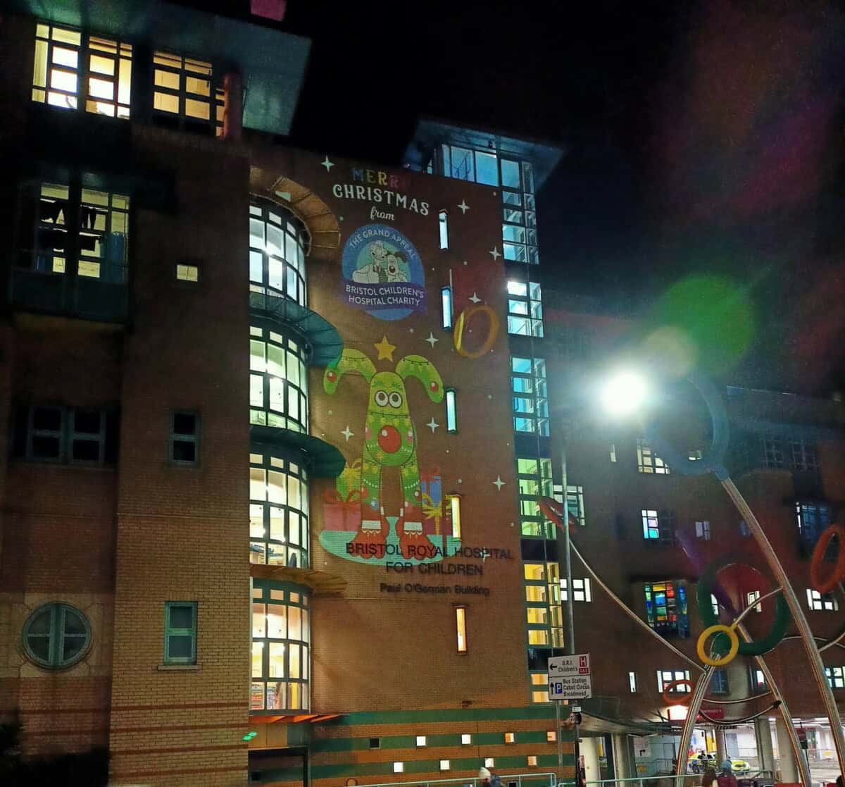 Christmas lights at Bristol Children's Hospital