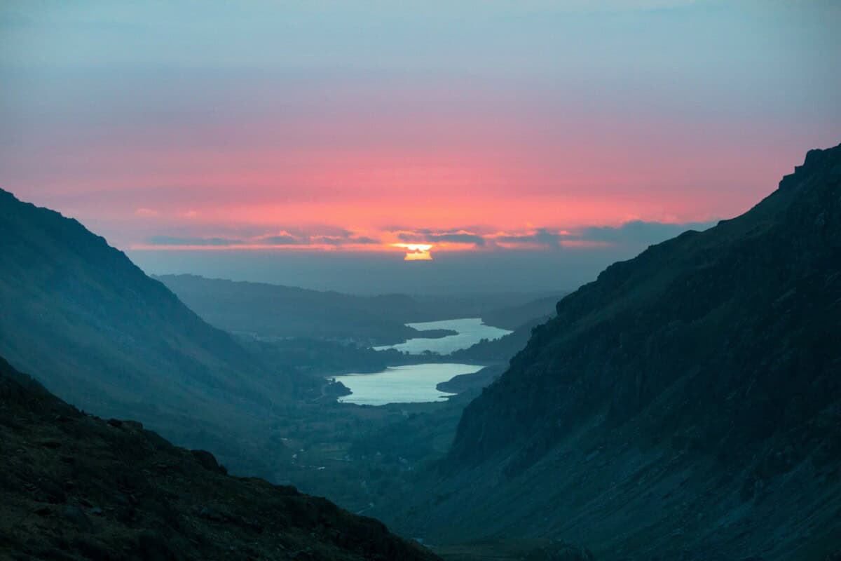 Sunrise over Snowdonia National Park.