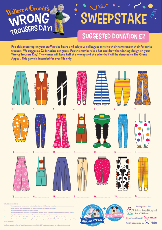 Wallace & Gromit's Wrong Trousers Day - Sweep stake