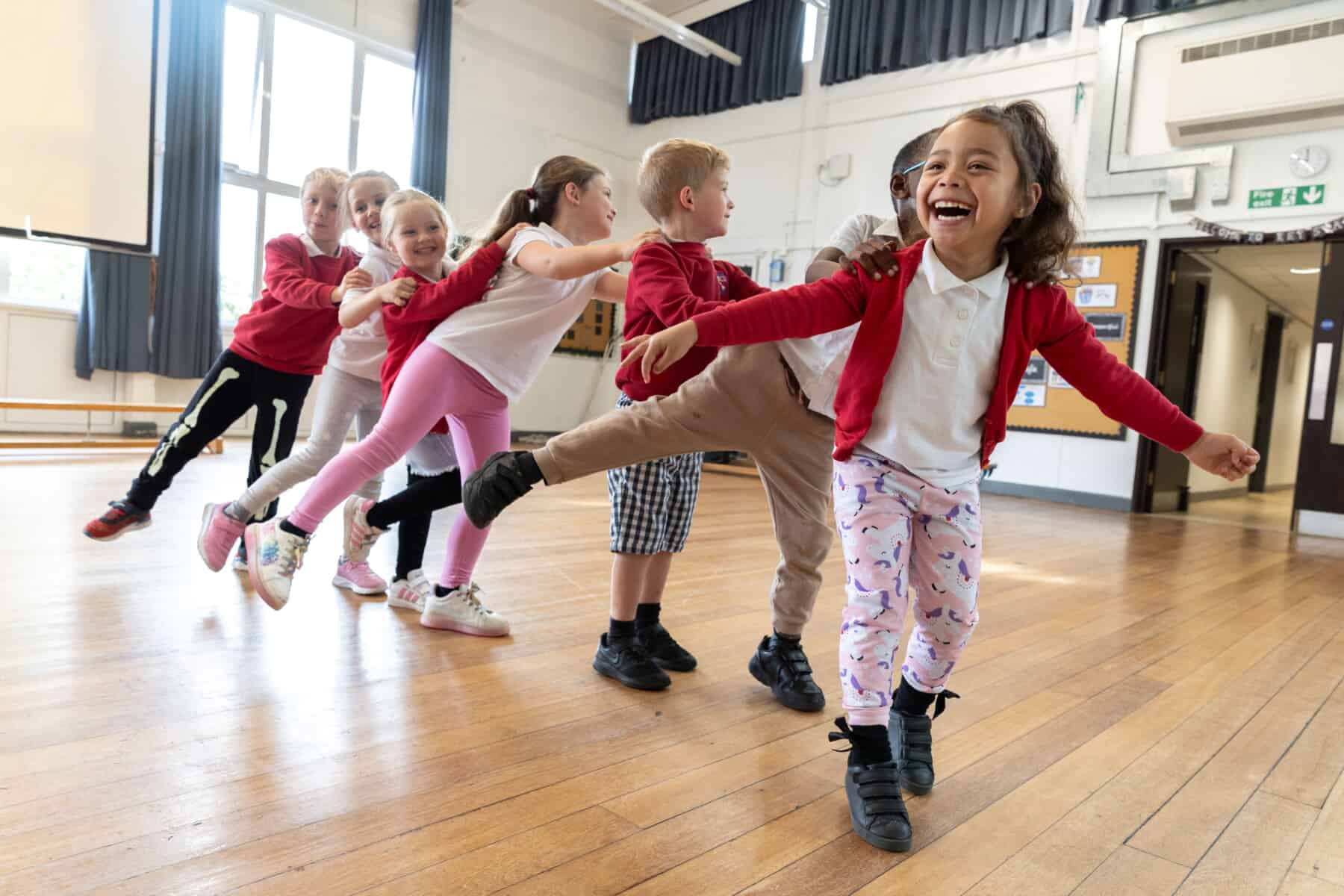 A group of children in school.