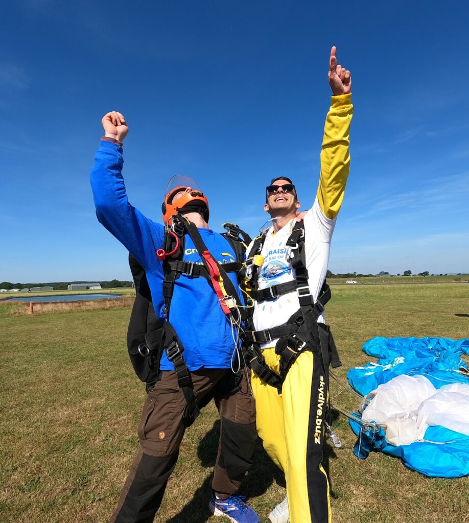 man after a skydive for The Grand Appeal