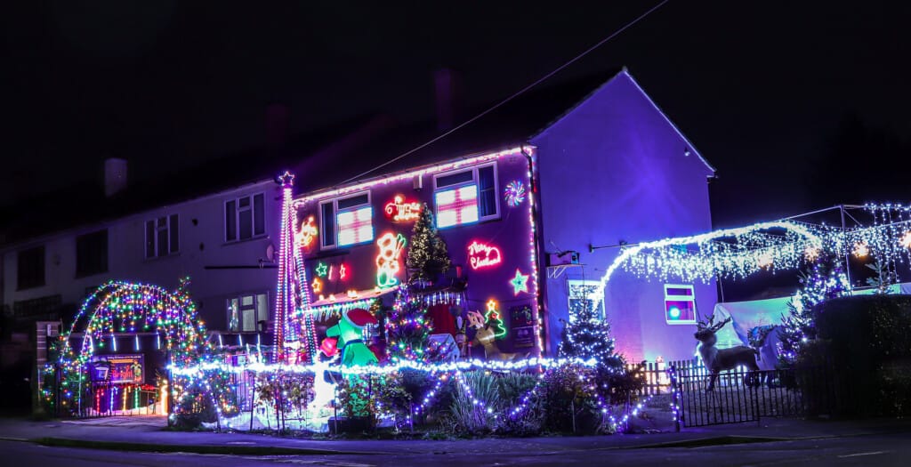 Families around Bristol create a Christmas light display as part of Shine Bright for Bristol Children's Hospital.