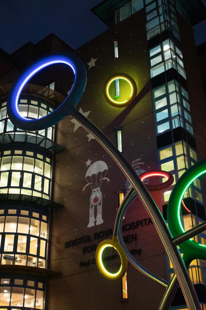 Bristol Children's Hospital lit up at Christmas by people who have sponsored a star