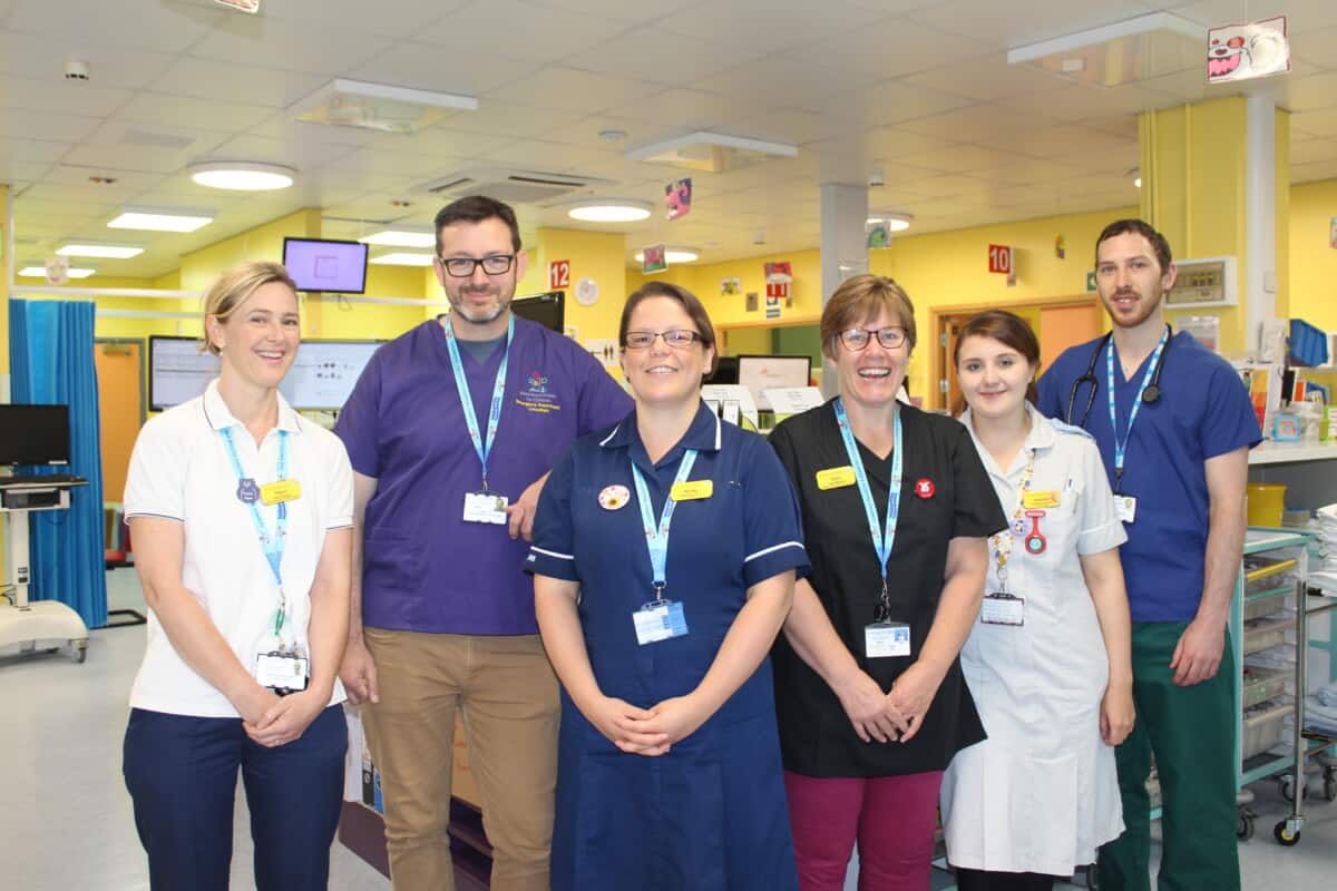 Some of the Emergency Department team in Bristol Children's Hospital smiling at the camera