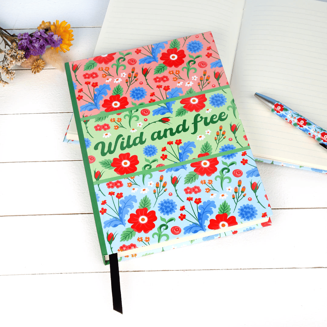 'Inspired by Florals' Floral hardback notebook, inspired by the Gromit Unleashed trails.