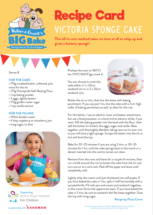 Wallace & Gromit's BIG bake - recipe cards