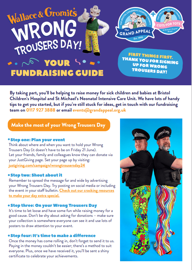 Wallace & Gromit's Wrong Trousers Day - Coporate Fundraising Pack