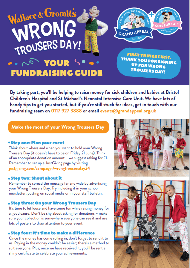 Wallace & Gromit's Wrong Trousers Day - School fundraising pack