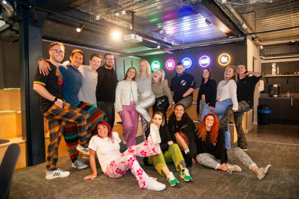 Mustard coporate supporters of The Grand Appeal taking part in the annual Wrong Trousers Day