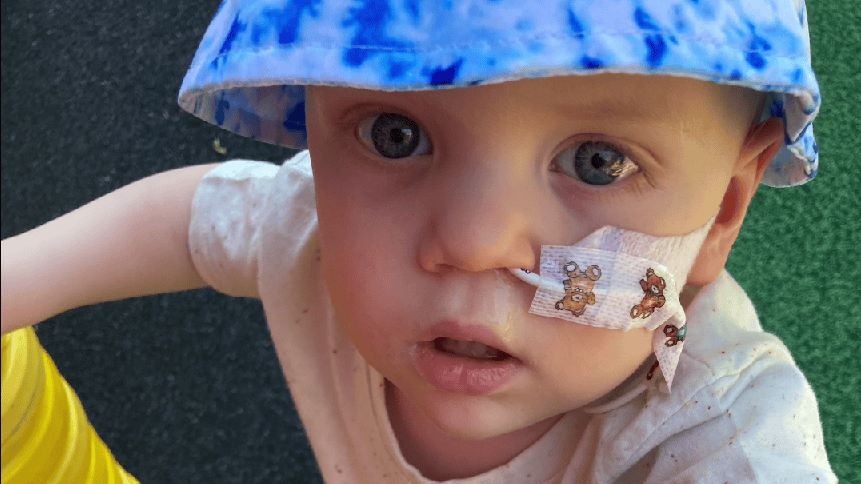 Little boy at Bristol Children's Hospital with an Oxygen tube in his nose