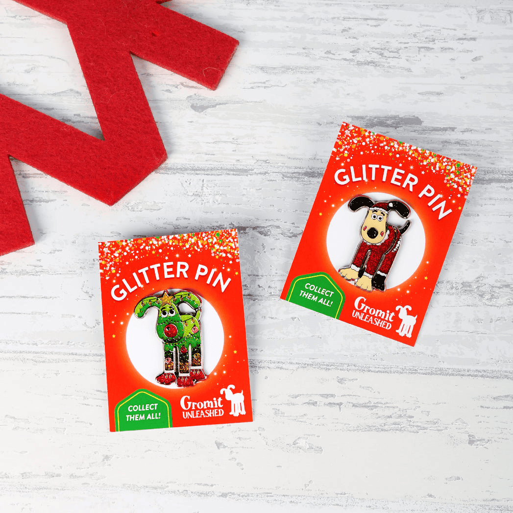 Christmas Gromit Unleashed Glitter Pins