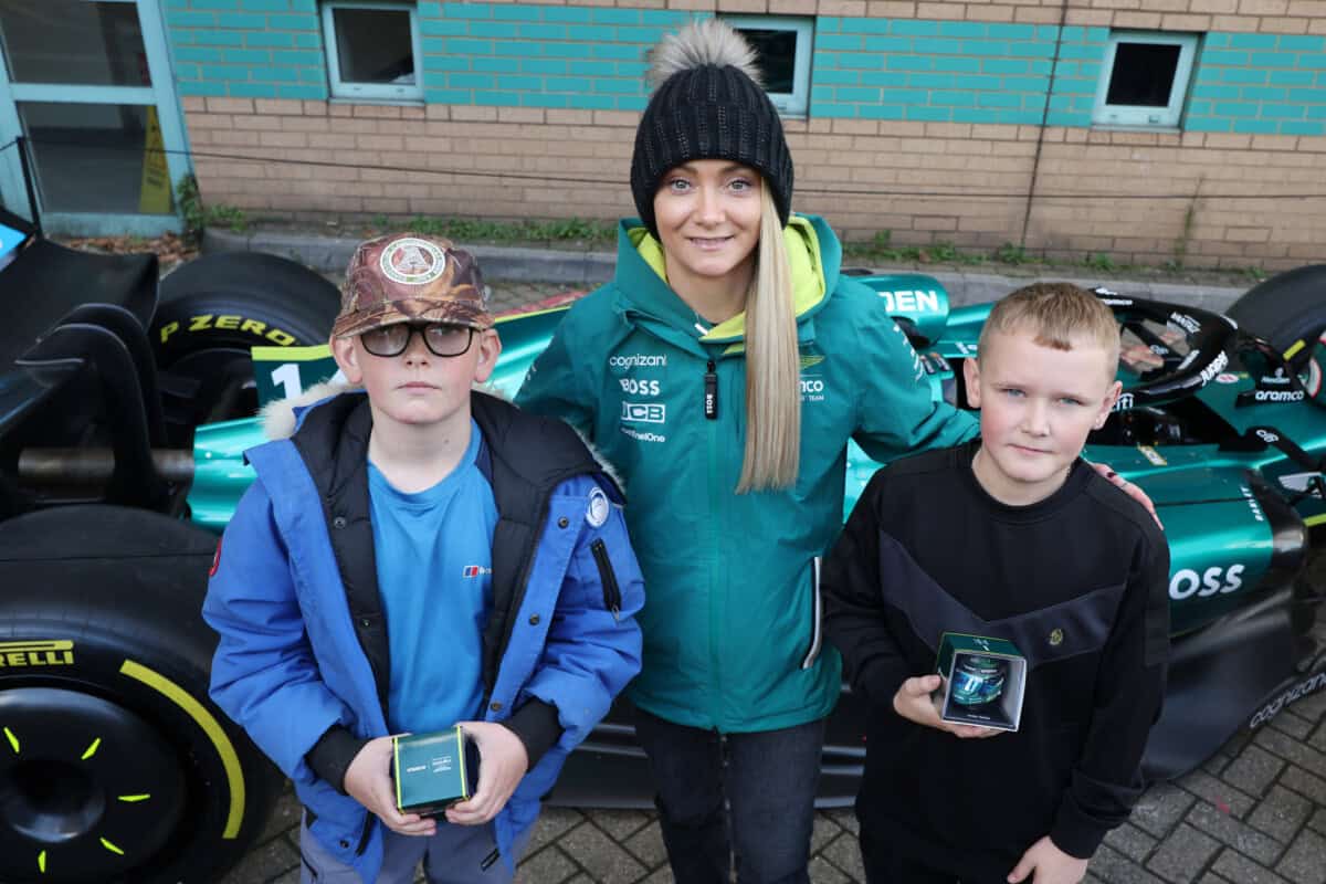 Formula 1 Driver, Jessica Hawkins, with Bristol Children's Hospital patients