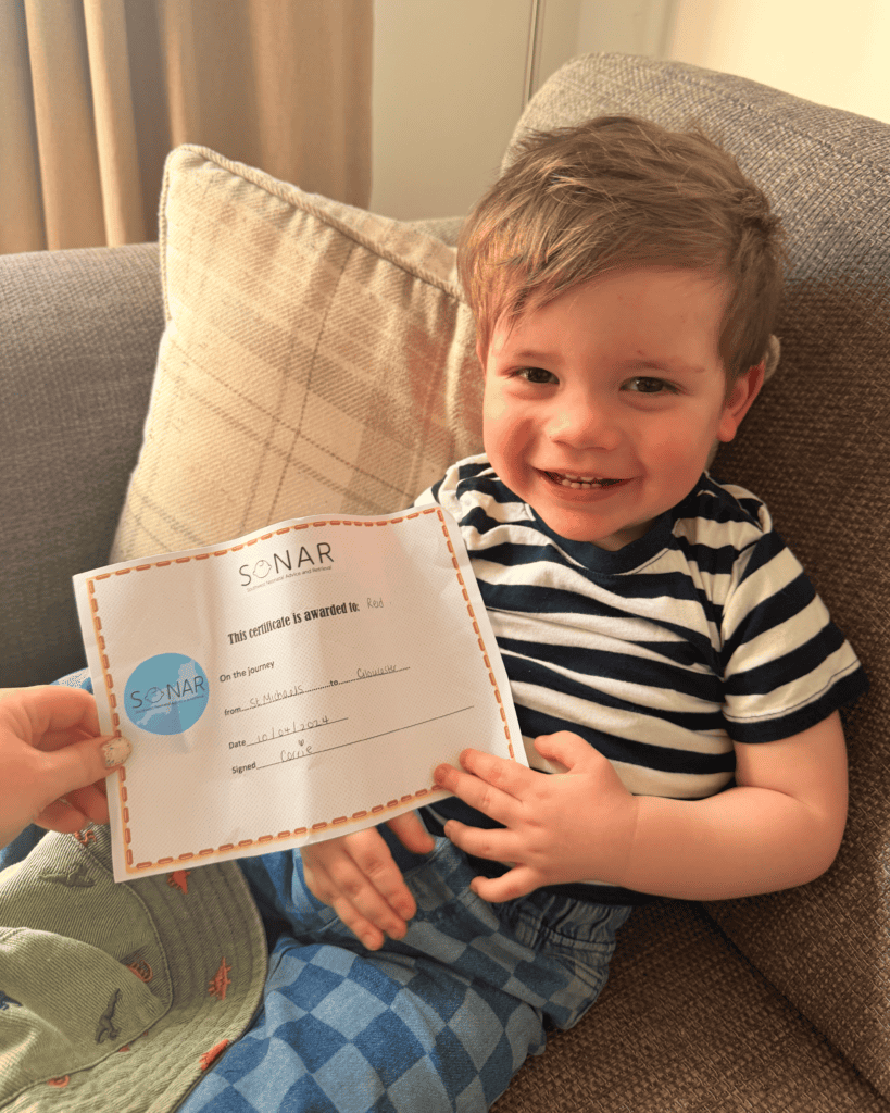 Reid with his SoNAR certificate.
