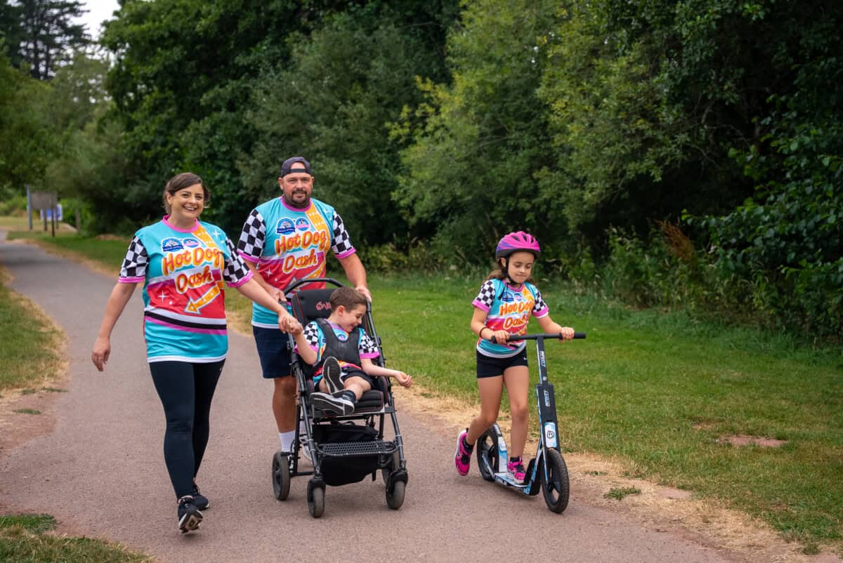 A family taking on The Grand Appeal's Hot Dog Dash